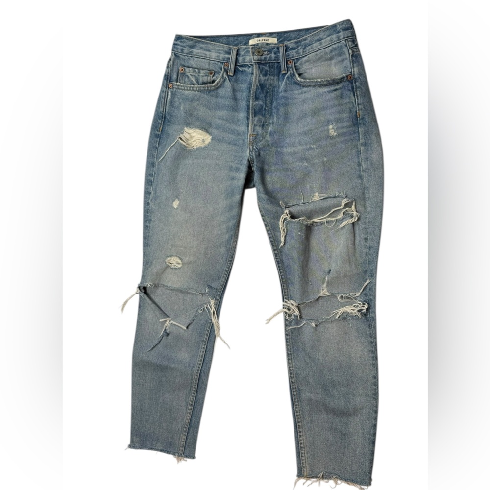GRLFRND Vintage Blue Ripped Cropped Jeans